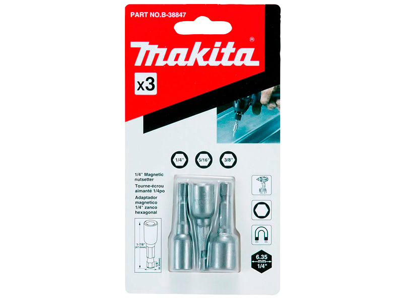 SOQUETE MAGNETICO 3PCS 1/4-5/16-3/8
